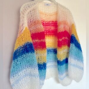 Maiami Mohair Bomber Cardigan - Light - Rainbow Stripes